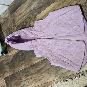 Girls Cat & Jack hooded Lightweight quilted vest, purple, XS (4/5)
